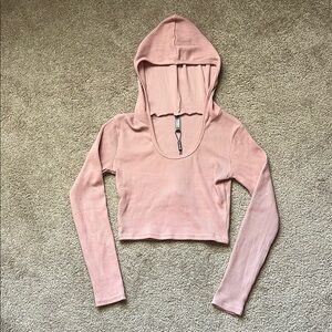 NVGTN Pink Cropped Long Sleeve Fitted Hoodie